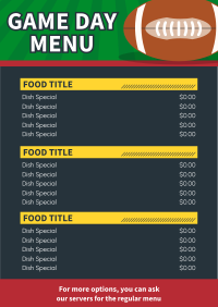 Football Game Day Menu