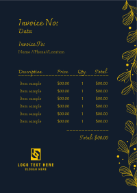 Minimalist HandDrawn Floral Invoice Design