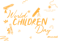 Children Day Doodle Postcard Design