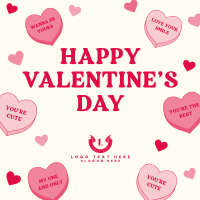 Valentine Candy Hearts Instagram Post Design