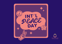 Peace Day Text Badge Postcard