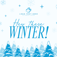 Hey There Winter Greeting Linkedin Post Design