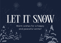 Minimalist Snow Greeting Postcard Design