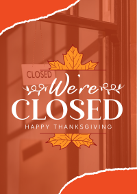 Autumn Thanksgiving We're Closed  Poster