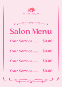 Salon Eleganza Menu