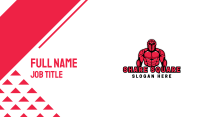 Red Gaming Muscle Robot Business Card Design