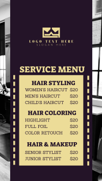 Salon Price List Facebook Story