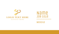 Gold Cursive Letter Y Business Card