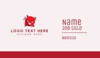 Red Angry Virus Mascot Business Card Design