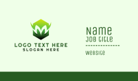 Green Hexagon Letter M   Business Card