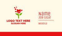 Modern Pixel Tulip Flower  Business Card