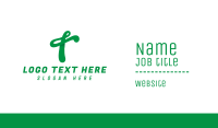 Green Script T Business Card Design