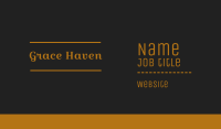 Golden Elegant Wordmark Business Card