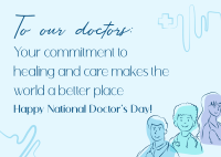 Medical Doctors Lineart Postcard