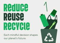 Reduce Reuse Recycle Waste Management Postcard