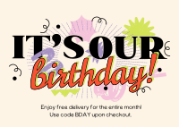 Retro Birthday Promo Postcard Design