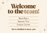 Minimalist Welcome to the Team Postcard