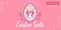 Floral Egg with Easter Bunny and Shapes Sale Twitter Post