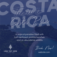 Travel To Costa Rica Linkedin Post Design