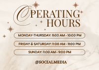 Minimalist Operating Hours Postcard