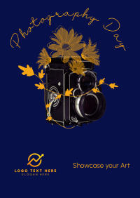 Old Camera and Flowers Poster