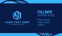 Blue Hexagon Tech Letter L Business Card