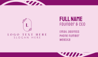 Cursive Pink Letter E Business Card Design