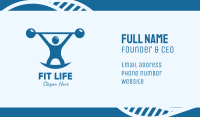 Blue Fitness Weightlifting Business Card Image Preview