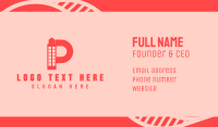 Orange Building Letter P Business Card