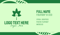 Green Cannabis Leaf House  Business Card Design