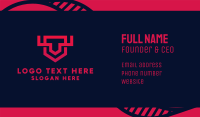 Red Geometric Shield Business Card