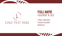 Maroon Floral Wreath Lettermark Business Card