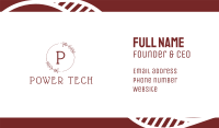 Maroon Floral Wreath Lettermark Business Card