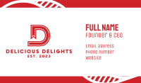 Red Ribbon D Business Card Image Preview