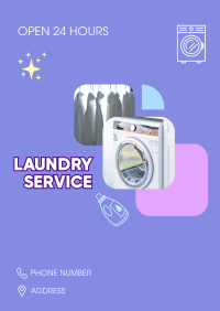 24 Hours Laundry Service Poster