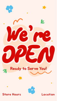 We're Open Doodles Instagram Story