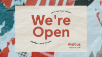 We're Open Crumpled Paper Facebook Event Cover Design