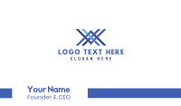 Blue Letter X Lines Business Card Design