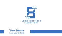 Blue Digital Number 8 Business Card Design