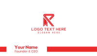 Red R Ribbon Business Card Design