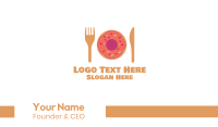 Sweet Donut Dessert Knife & Fork Business Card Design