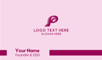 Feminine Cursive Letter P  Business Card