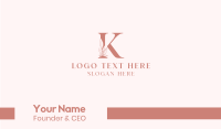 Elegant Leaves Letter K Business Card