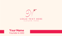 Pink Flower Letter N Business Card