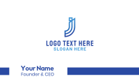Blue Letter J Outline Business Card Design