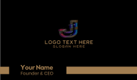 Gradient Glitch Letter J Business Card Design