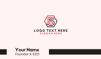 Hexagon Number 5 Outline Business Card Design