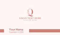 Elegant Leaves Letter Q Business Card