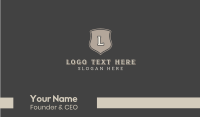 Gray Steel Shield Lettermark Business Card