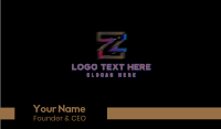 Gradient Glitch Letter Z Business Card